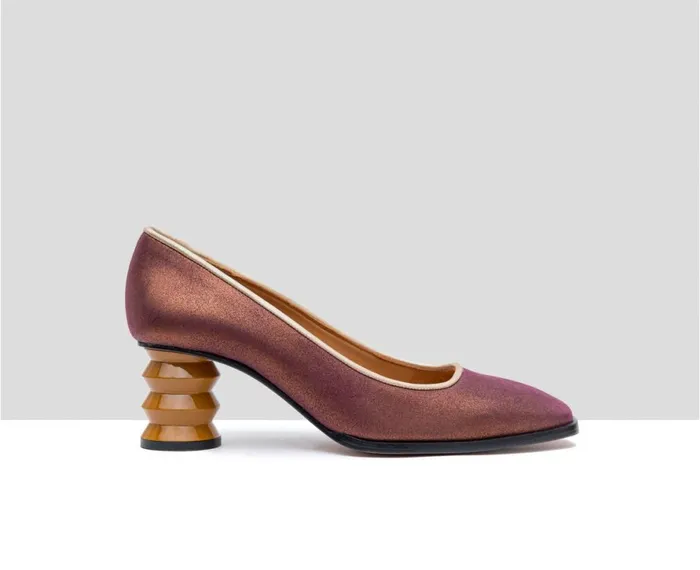 Women Medium Heel Audley Shoes Medium Heel Leather Shoe Franca Burdeos