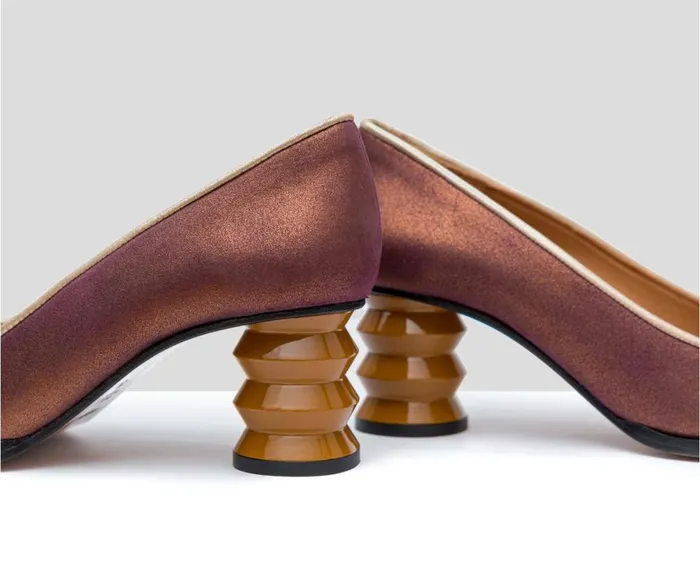 Women Medium Heel Audley Shoes Medium Heel Leather Shoe Franca Burdeos