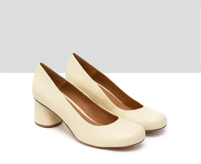 Women Medium Heel Audley Shoes Medium Heel Leather Shoe Huria Yellow