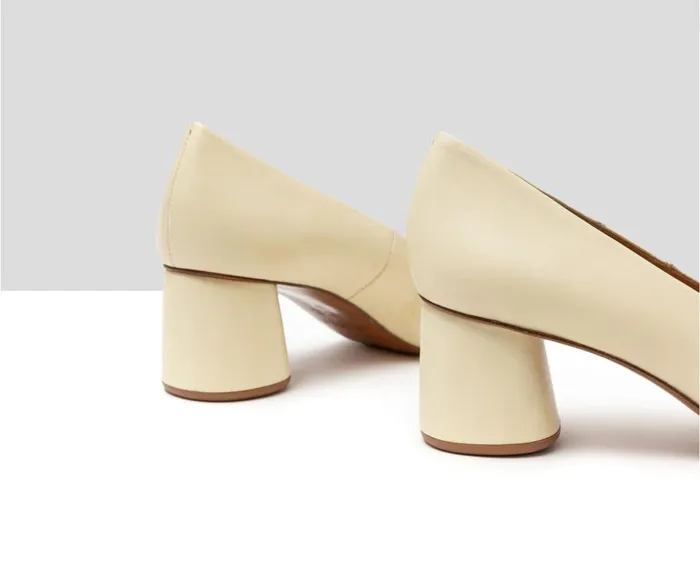 Women Medium Heel Audley Shoes Medium Heel Leather Shoe Huria Yellow