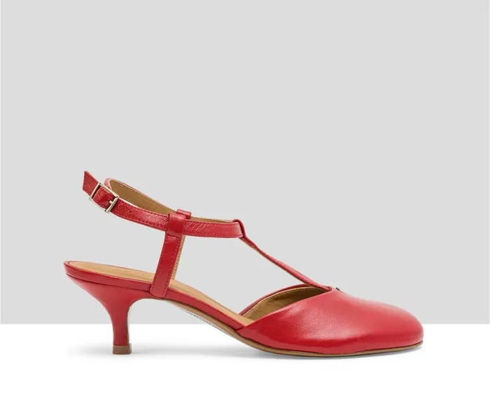 Women Medium Heel Audley Shoes Medium Heel Leather Shoe Lola Red
