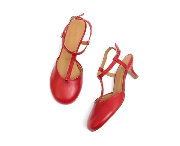 Women Medium Heel Audley Shoes Medium Heel Leather Shoe Lola Red