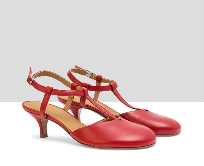 Women Medium Heel Audley Shoes Medium Heel Leather Shoe Lola Red