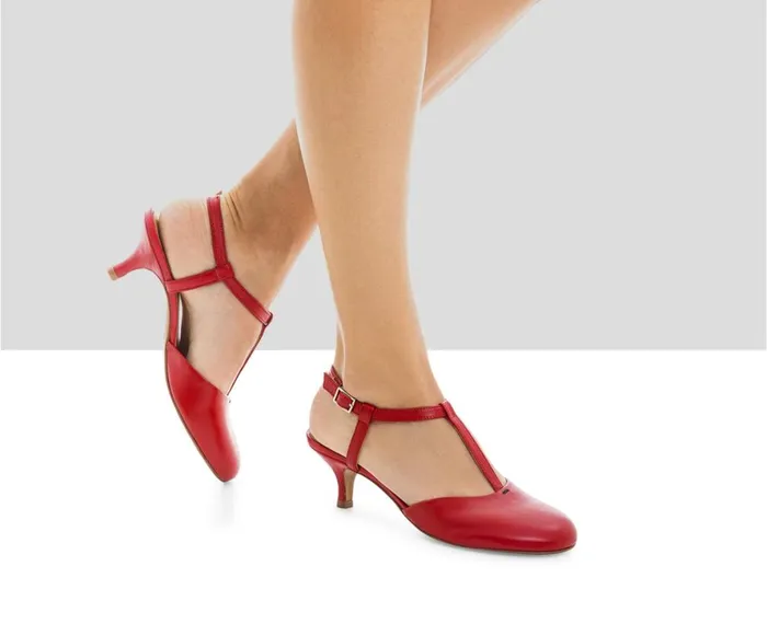 Women Medium Heel Audley Shoes Medium Heel Leather Shoe Lola Red