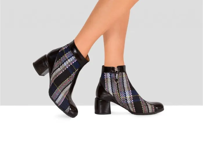 Women Medium Heel Audley Shoes Mid Heel Leather Booties Exotica Black