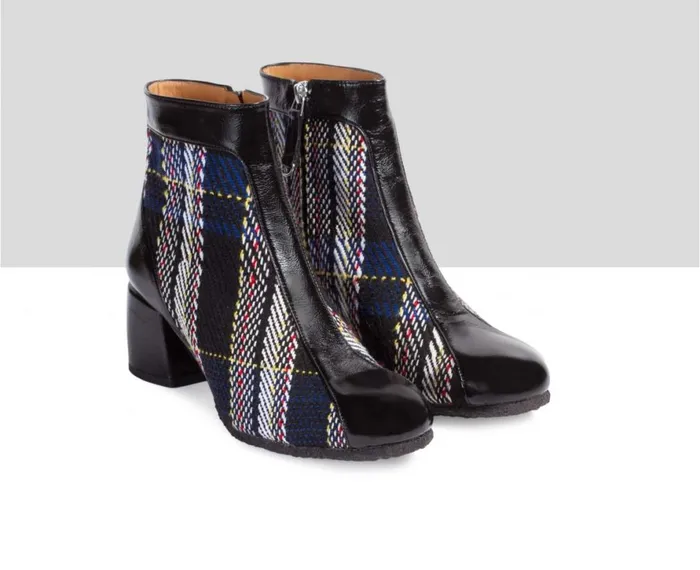 Women Medium Heel Audley Shoes Mid Heel Leather Booties Exotica Black