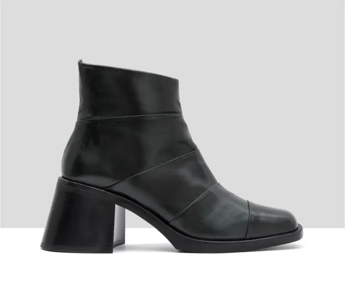 Women Medium Heel Audley Shoes Mid Heel Leather Booties Ilay Green