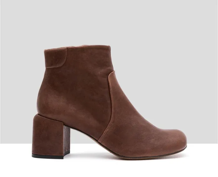 Women Medium Heel Audley Shoes Mid Heel Leather Booties Iraida Brown
