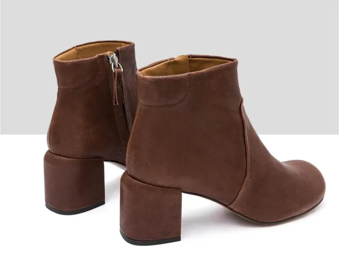 Women Medium Heel Audley Shoes Mid Heel Leather Booties Iraida Brown