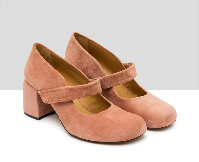 Women Medium Heel Audley Shoes Mid Heel Leather Shoe Gean Nude
