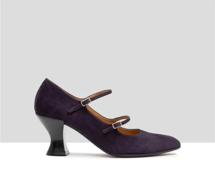 Women Medium Heel Audley Shoes Mid Heel Leather Shoe Goya Purple