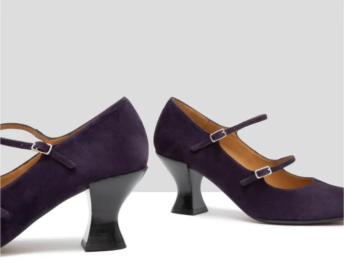 Women Medium Heel Audley Shoes Mid Heel Leather Shoe Goya Purple