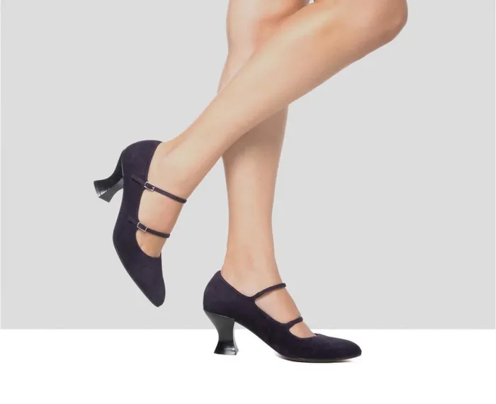 Women Medium Heel Audley Shoes Mid Heel Leather Shoe Goya Purple