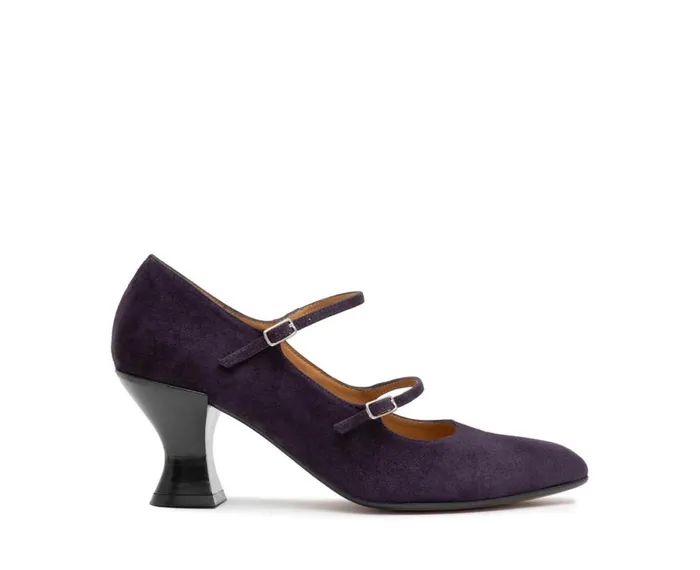 Women Medium Heel Audley Shoes Mid Heel Leather Shoe Goya Purple