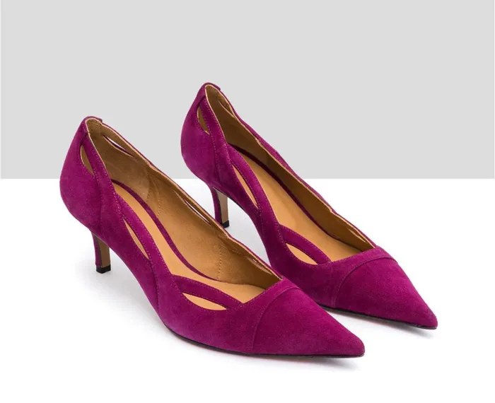 Women Medium Heel Audley Shoes Mid Heel Leather Shoe Ilvy Fucsia