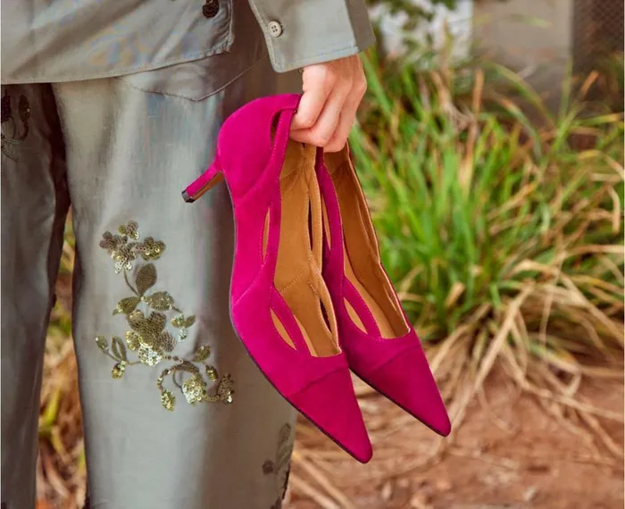 Women Medium Heel Audley Shoes Mid Heel Leather Shoe Ilvy Fucsia