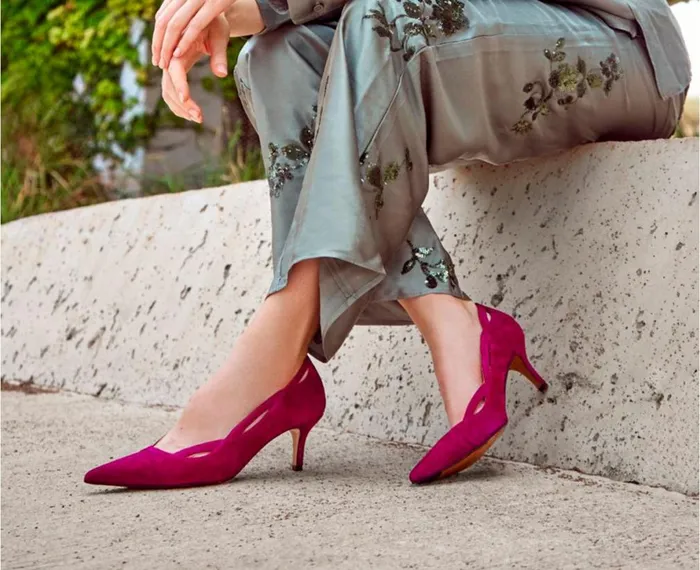 Women Medium Heel Audley Shoes Mid Heel Leather Shoe Ilvy Fucsia