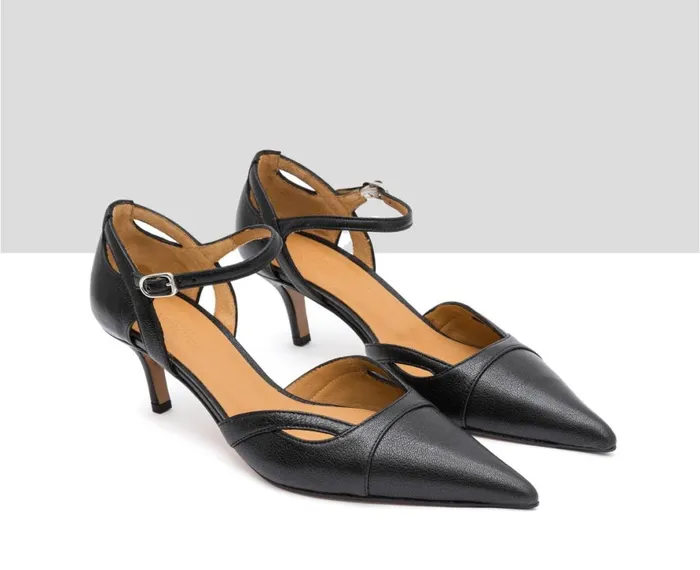 Women Medium Heel Audley Shoes Mid Heel Leather Shoe Iris Black