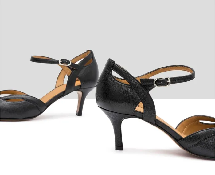 Women Medium Heel Audley Shoes Mid Heel Leather Shoe Iris Black