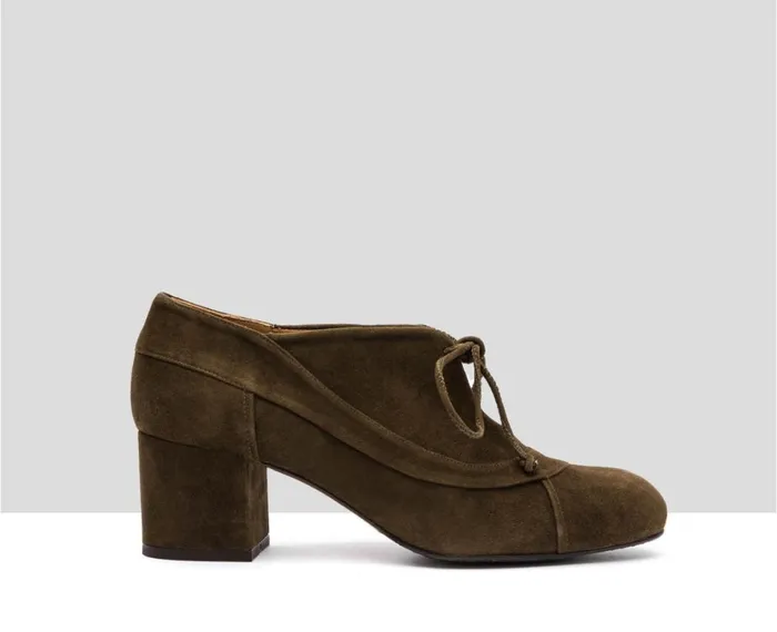 Women Medium Heel Audley Shoes Mid Heel Leather Shoe Ivana Green
