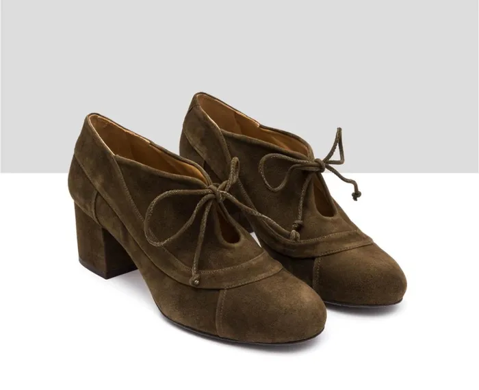 Women Medium Heel Audley Shoes Mid Heel Leather Shoe Ivana Green