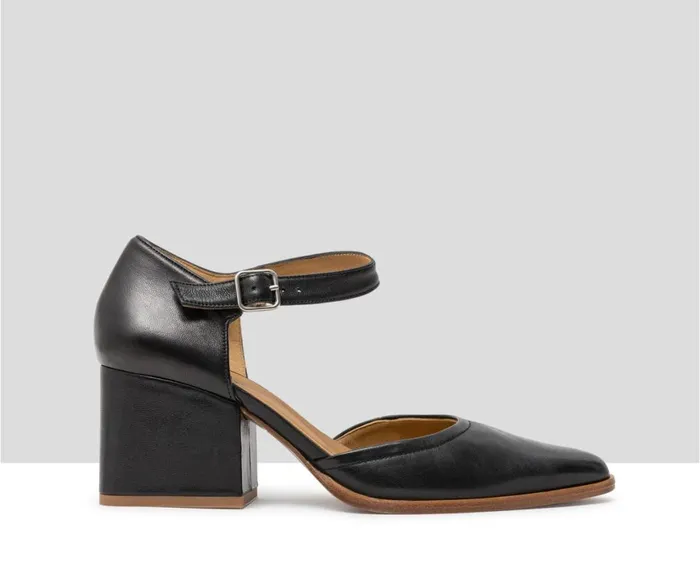 Women Medium Heel Audley Shoes Mid Heel Leather Shoe Janina Black