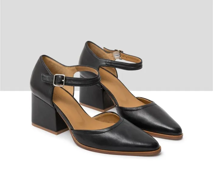 Women Medium Heel Audley Shoes Mid Heel Leather Shoe Janina Black
