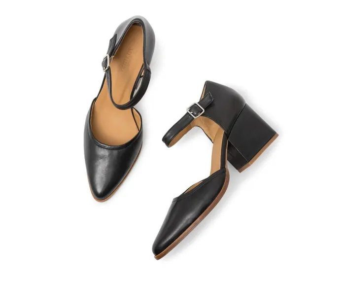 Women Medium Heel Audley Shoes Mid Heel Leather Shoe Janina Black