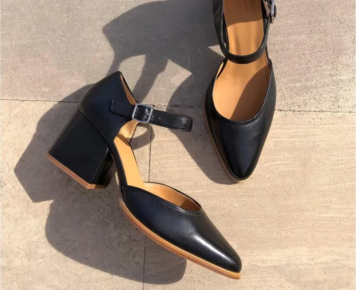 Women Medium Heel Audley Shoes Mid Heel Leather Shoe Janina Black