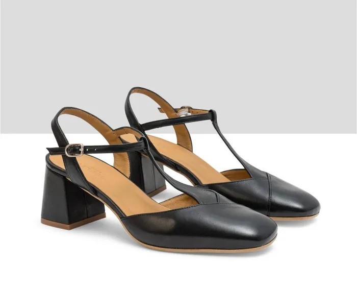 Women Medium Heel Audley Shoes Mid Heel Leather Shoe Juliet Black