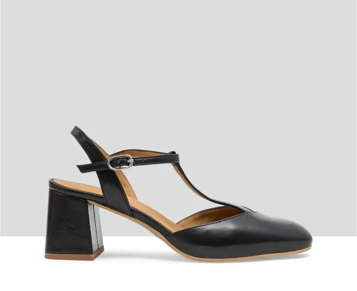Women Medium Heel Audley Shoes Mid Heel Leather Shoe Juliet Black