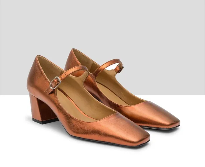 Women Medium Heel Audley Shoes Mid Heel Leather Shoe Kailan Metallic