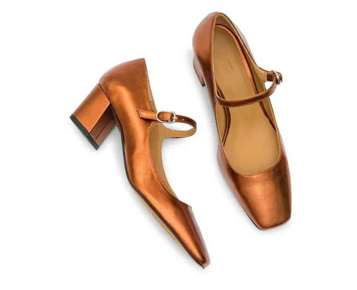 Women Medium Heel Audley Shoes Mid Heel Leather Shoe Kailan Metallic