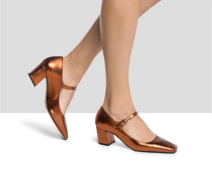 Women Medium Heel Audley Shoes Mid Heel Leather Shoe Kailan Metallic