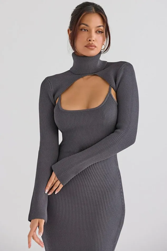 Women Meliora Charcoal Knit Midi Dress House Of CB Dresses Women Meliora Charcoal Knit Midi Dress House Of CB Dresses