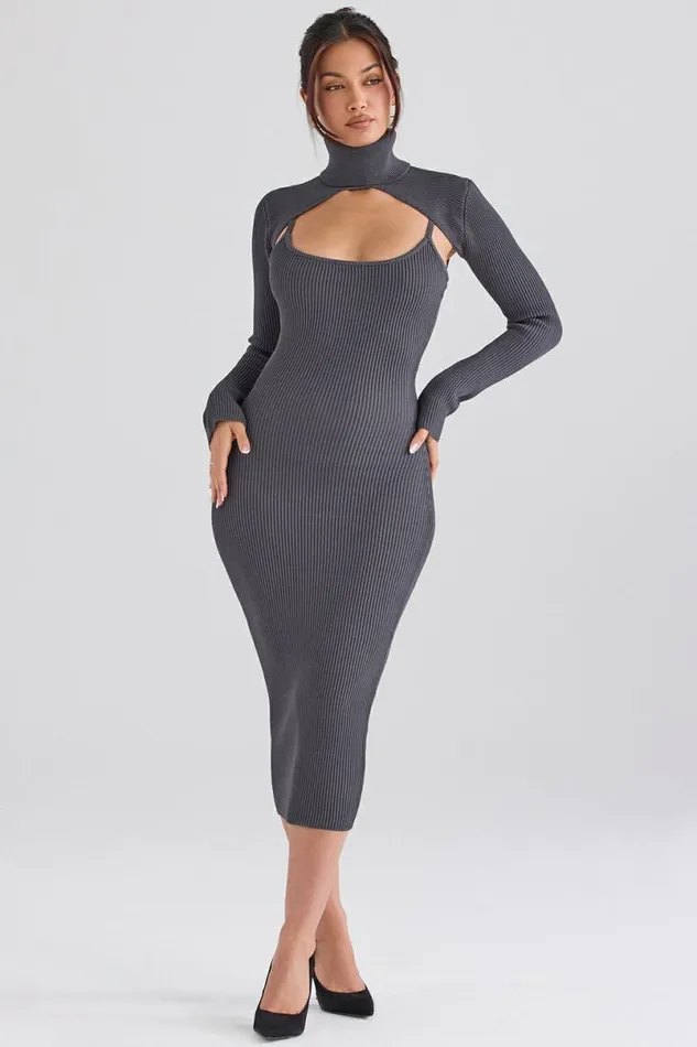 Women Meliora Charcoal Knit Midi Dress House Of CB Dresses Women Meliora Charcoal Knit Midi Dress House Of CB Dresses