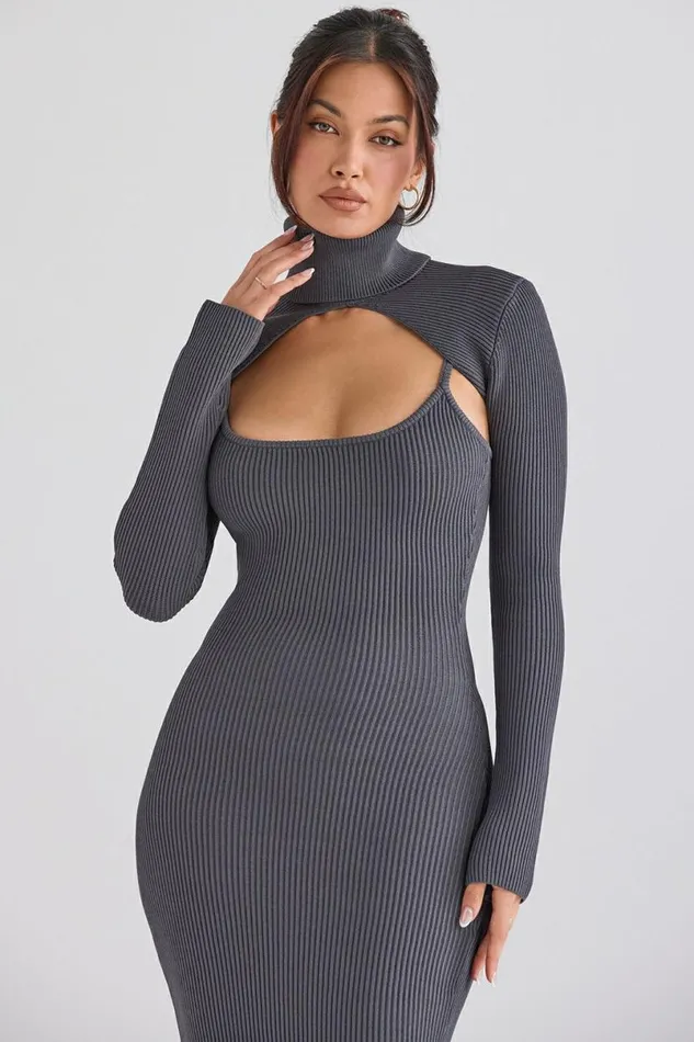 Women Meliora Charcoal Knit Midi Dress House Of CB Dresses Women Meliora Charcoal Knit Midi Dress House Of CB Dresses