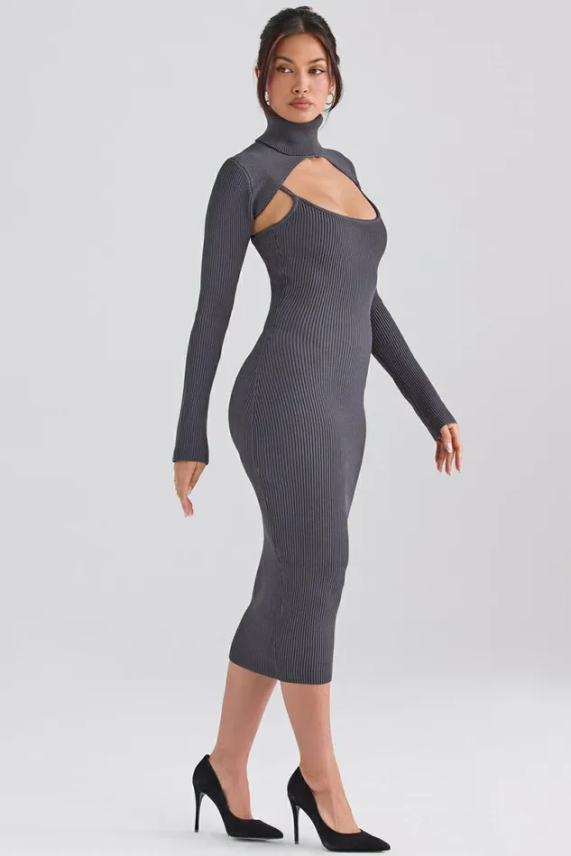 Women Meliora Charcoal Knit Midi Dress House Of CB Dresses Women Meliora Charcoal Knit Midi Dress House Of CB Dresses