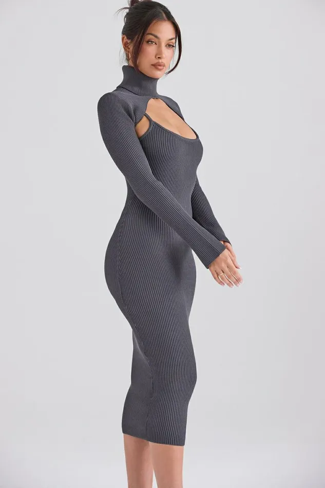 Women Meliora Charcoal Knit Midi Dress House Of CB Dresses Women Meliora Charcoal Knit Midi Dress House Of CB Dresses