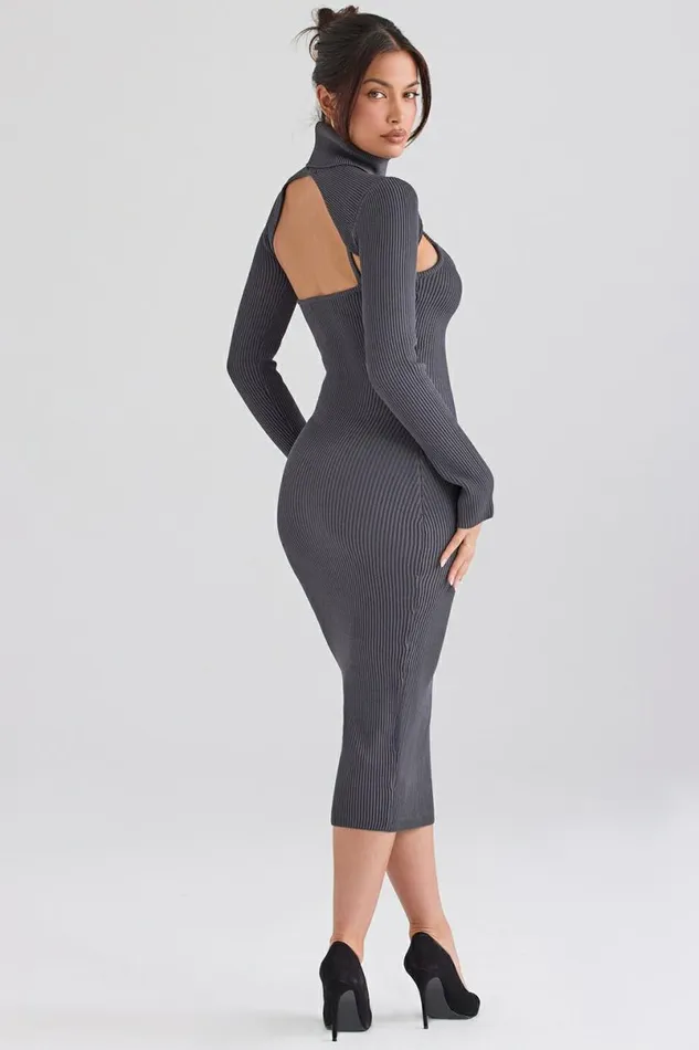 Women Meliora Charcoal Knit Midi Dress House Of CB Dresses Women Meliora Charcoal Knit Midi Dress House Of CB Dresses