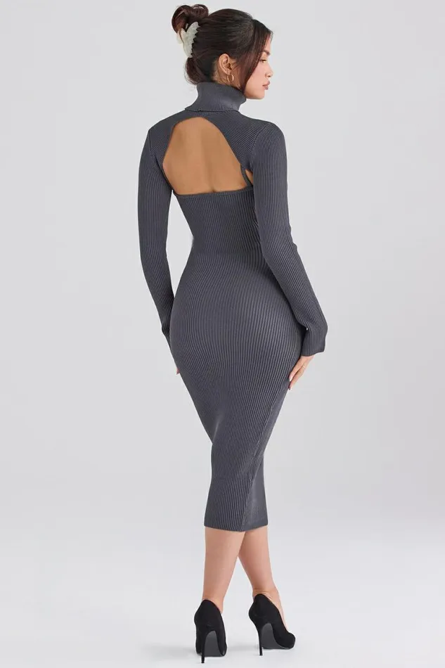 Women Meliora Charcoal Knit Midi Dress House Of CB Dresses Women Meliora Charcoal Knit Midi Dress House Of CB Dresses