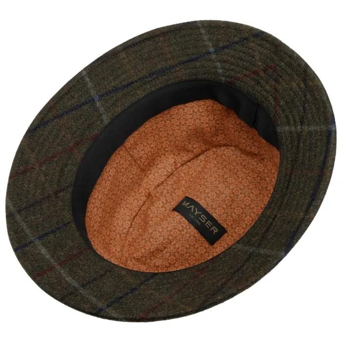 WomenMen Check Bucket Wool Hat Brown Mayser Felt Hats WomenMen Check Bucket Wool Hat Brown Mayser Felt Hats