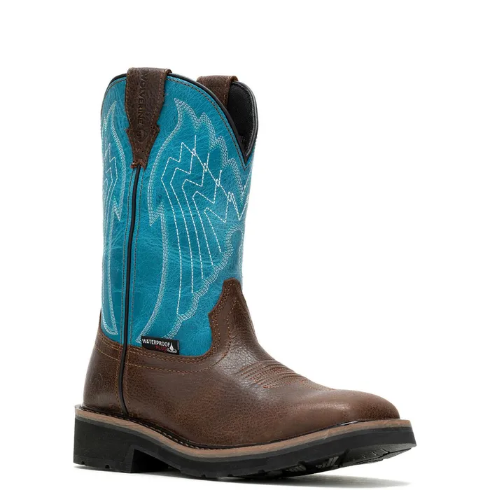 WomenMen Rancher Eagle Waterproof SteelToe Wellington Work Boot Brownteal Wolverine Boots