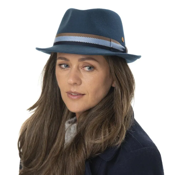 WomenMen Troy Wolga Trilby Wool Hat Blue Mayser Trilby Hats WomenMen Troy Wolga Trilby Wool Hat Blue Mayser Trilby Hats