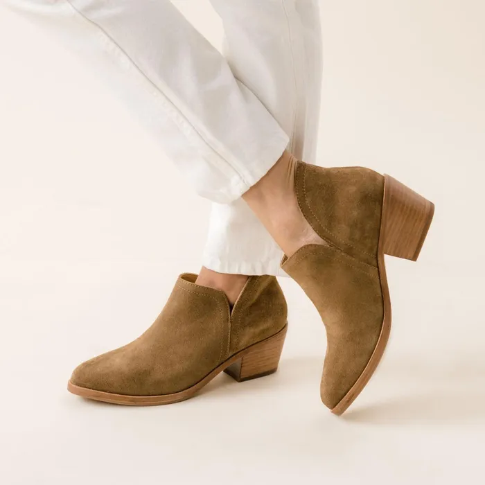 Women Mia Everyday Ankle Bootie Taupe Suede Nisolo Boots