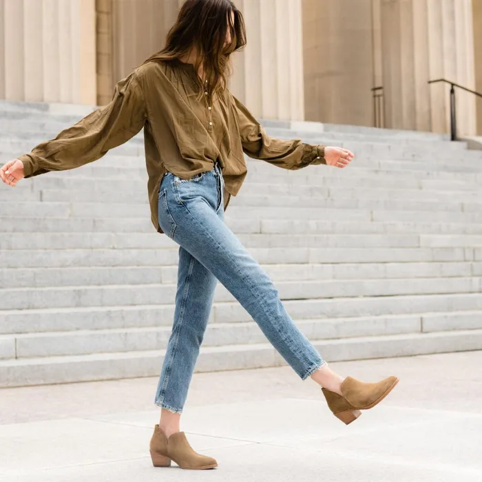 Women Mia Everyday Ankle Bootie Taupe Suede Nisolo Boots