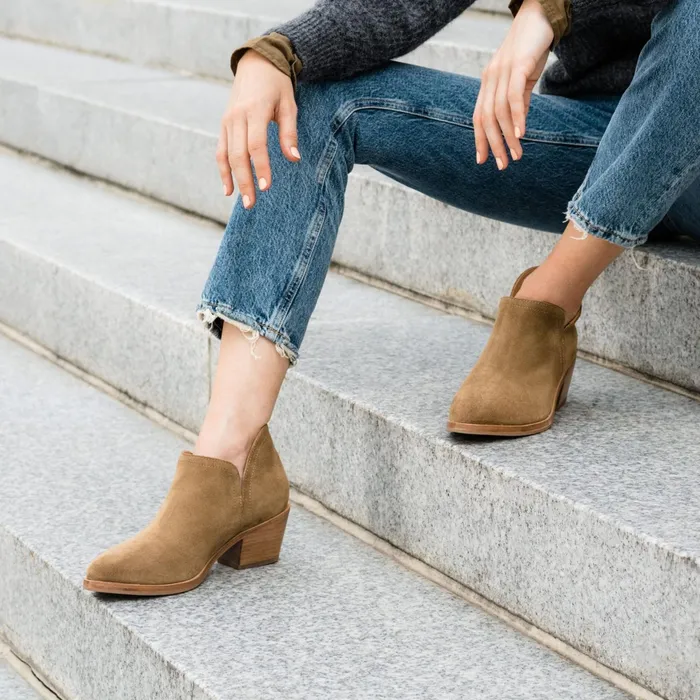 Women Mia Everyday Ankle Bootie Taupe Suede Nisolo Boots
