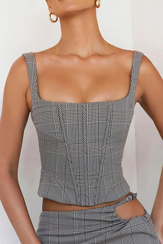 Women MISTRESS ROCKS MONOCHROME SQUARE NECK CHEQUERED CORSET House Of CB Corsets Women MISTRESS ROCKS MONOCHROME SQUARE NECK CHEQUERED CORSET House Of CB Corsets