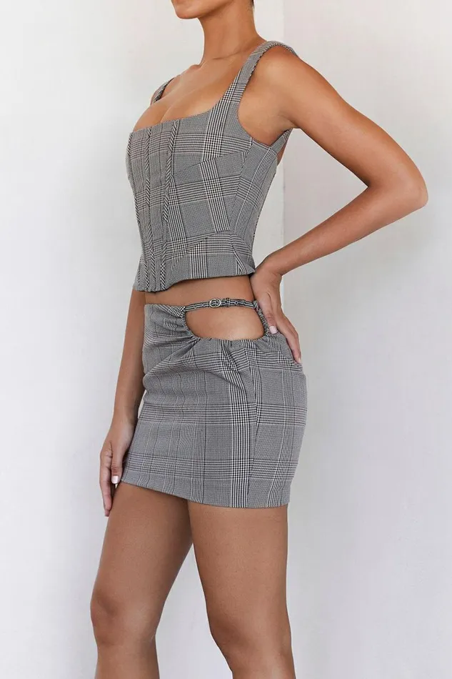 Women MISTRESS ROCKS MONOCHROME SQUARE NECK CHEQUERED CORSET House Of CB Corsets Women MISTRESS ROCKS MONOCHROME SQUARE NECK CHEQUERED CORSET House Of CB Corsets