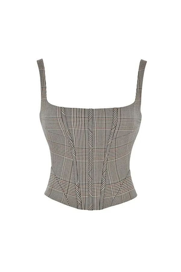 Women MISTRESS ROCKS MONOCHROME SQUARE NECK CHEQUERED CORSET House Of CB Corsets Women MISTRESS ROCKS MONOCHROME SQUARE NECK CHEQUERED CORSET House Of CB Corsets